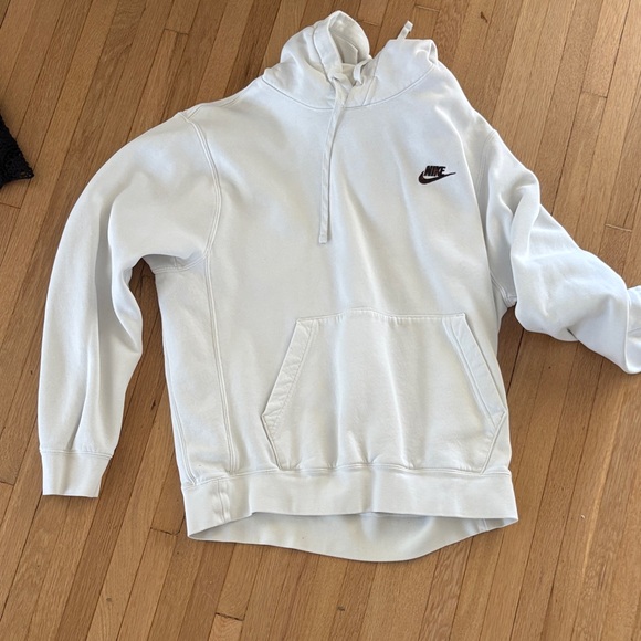 Nike Other - Nike White Hoodie Sweatshirt with Black Swoosh Chest Logo